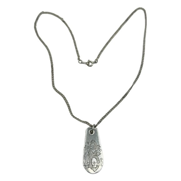 Monogrammed Letter B Vintage Silver Spoon Artisan Pendant Handmade Necklace - Picture 2 of 9